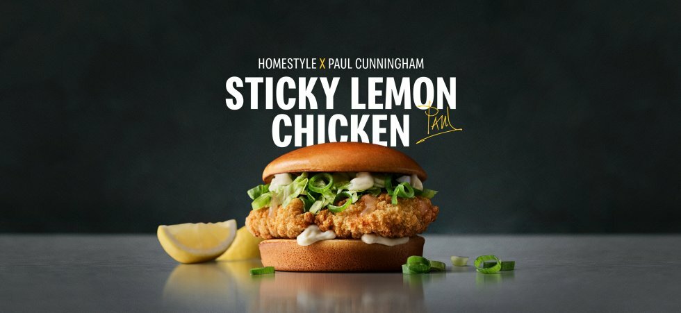 Paul Cunningham har designet endnu en McD-burger: Homestyle Sticky Lemon Chicken