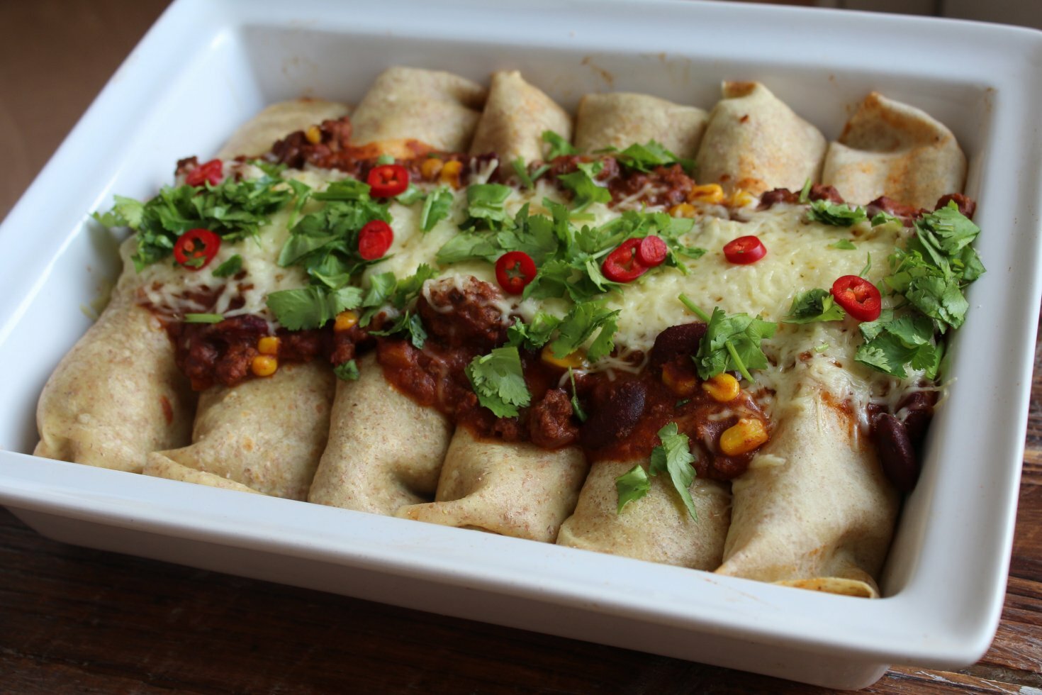 Enchiladas: fyldte madpandekager i ovn