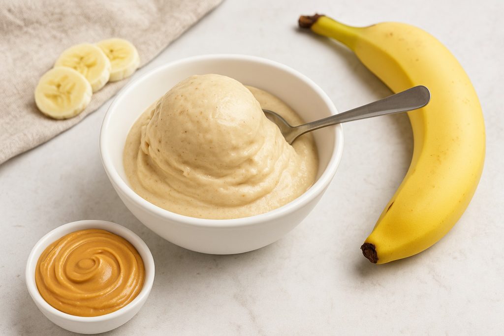 Den her 2-ingrediens peanutbutter-is er cremet, lækker og fuldstændig uden mælk
