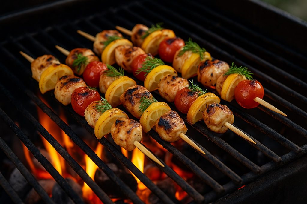 Grillede halloumi-spyd