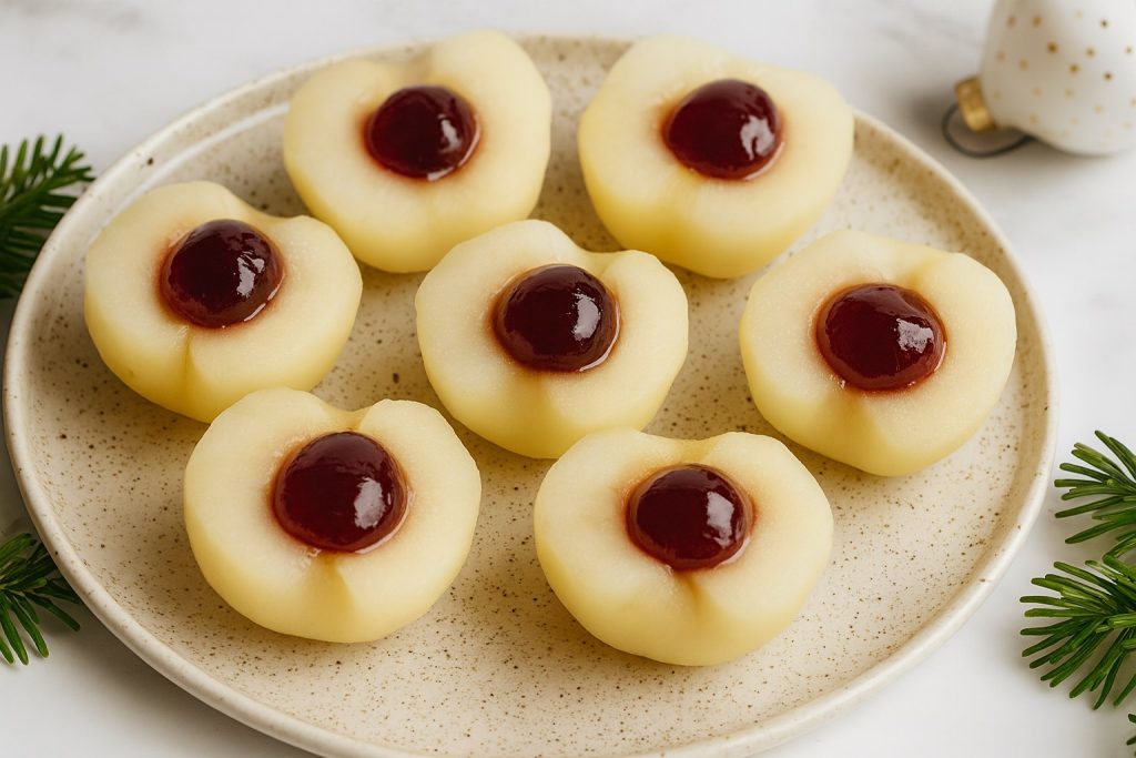 Halve æbler med gelé