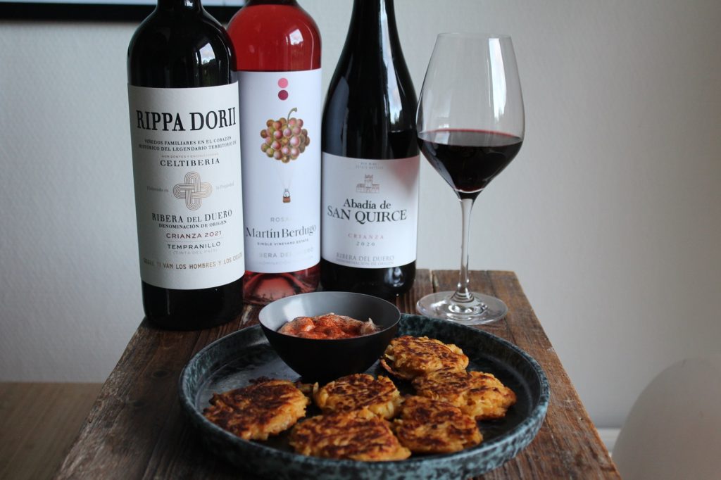 Potato Fritters og Ribera del Duero-vine