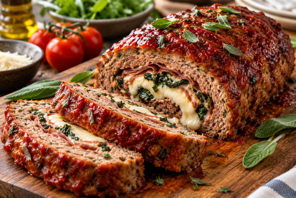 Italiensk farsbrød med mozzarella, spinat og prosciutto: en saftig opgradering af klassikeren